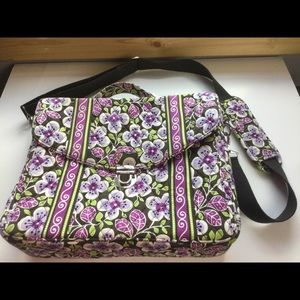 VERA BRADLEY PLUM PETALS BRIEFCASE LAPTOP CASE